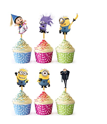 24x MINI Cupcake Toppers – Strong Picks Happy Birthday Décor, Cupcake Decorations for Kids Birthdays