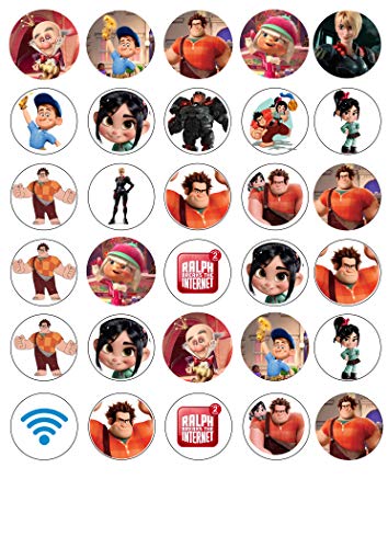 30x sugar Paper Wreck It Ralph Edible Cupcake Topper