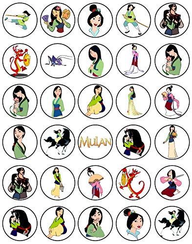 30x Wafer Paper Mulan Edible Cupcake Topper