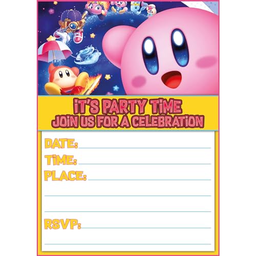 Set of 30 Kirbby Birthday Invitation Cards & Envelopes