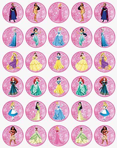 30x Wafer Paper Princess Edible Cupcake Topper