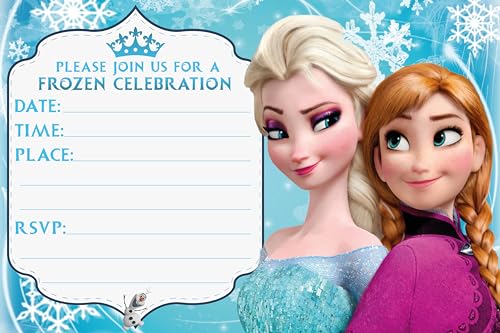 Set of 30 Frozen Birthday Invitation Cards & Envelopes