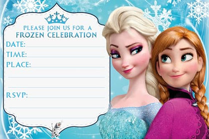 Set of 30 Frozen Birthday Invitation Cards & Envelopes