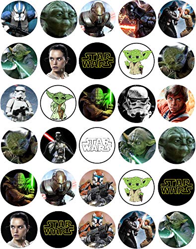 30x Wafer Paper Star Wars Edible Cupcake Topper