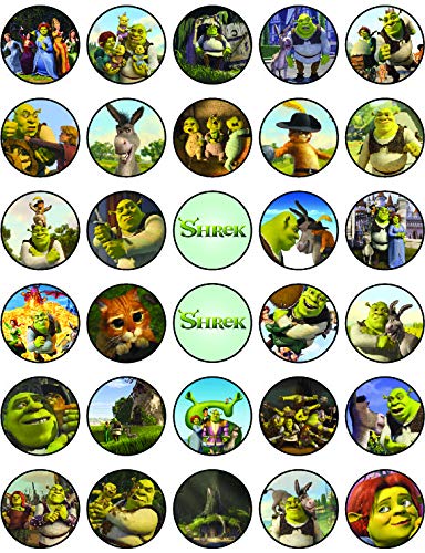 30x sugar Paper Shrek Edible Cupcake Topper