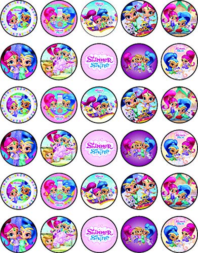 30x Wafer Paper Shimmer And Shine Edible Cupcake Topper