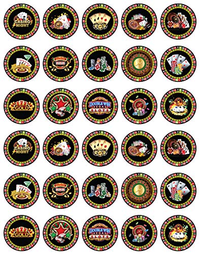 30x sugar Paper Casino Edible Cupcake Topper