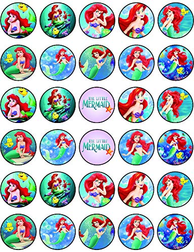 30x sugar Paper Little Mermaid Edible Cupcake Topper