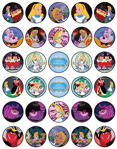 30x sugar Paper Alice in Wonderland Edible Cupcake Topper