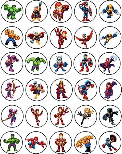 30x Wafer Paper Marvel Edible Cupcake Topper