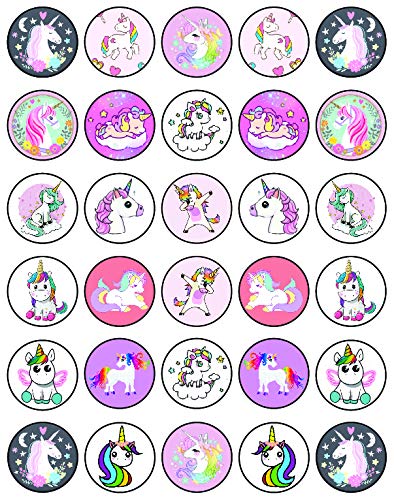 30x Wafer Paper Unicorn Edible Cupcake Topper