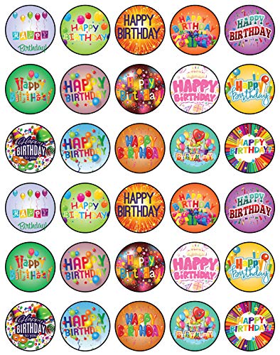 30x sugar Paper Happy Birthday Edible Cupcake Topper