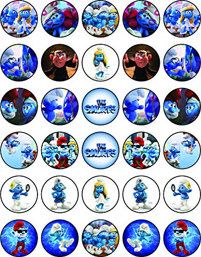 30x Wafer Paper The Smurf Edible Cupcake Topper