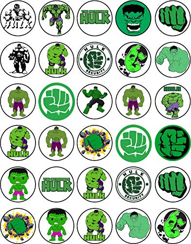 30x Wafer Paper Hulk Edible Cupcake Topper