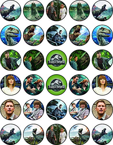 30x Wafer Paper Jurassic World Edible Cupcake Topper