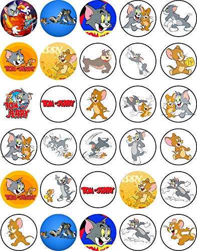 30x Wafer Paper Tom and Jerry Edible Cupcake Topper