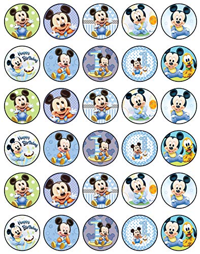 30x sugar Paper Mickey Mouse Edible Cupcake Topper