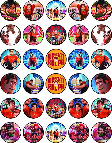 30x Wafer Paper Wreck It Ralph Edible Cupcake Topper