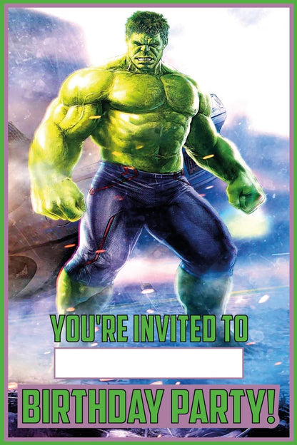 Set of 20 Hulk Birthday Invitation Cards & Envelopes