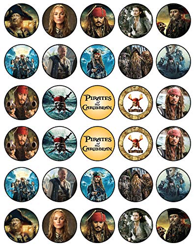 30x Wafer Paper Pirates Of The Caribbean Edible Cupcake Topper