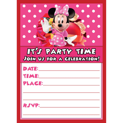 Set of 20 Minne mouse Birthday Invitation Cards & Envelopes