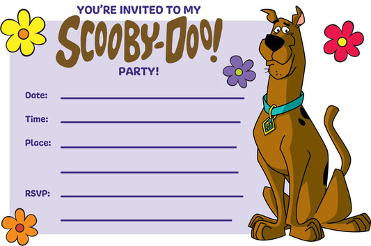 Set of 20 Scooby Doo Birthday Invitation Cards & Envelopes