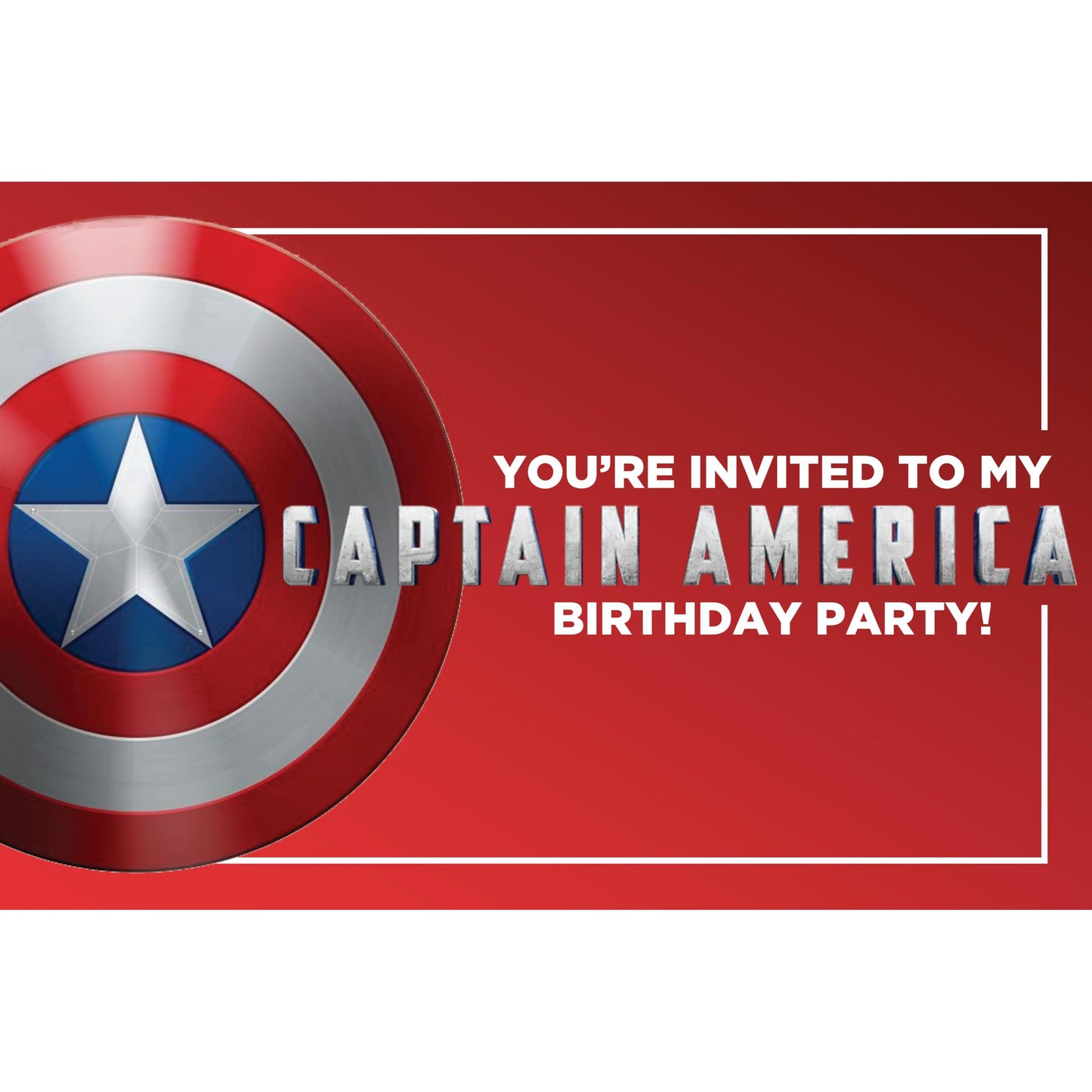 Set of 20 Capitan america Birthday Invitation Cards & Envelopes