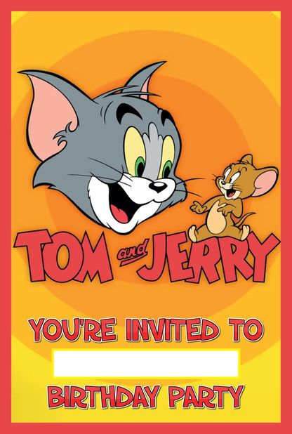 Set of 20 Tom and Jerry Birthday Invitation Cards & Envelopes