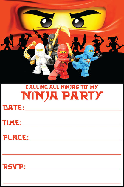 Set of 30 Ninga Go Birthday Invitation Cards