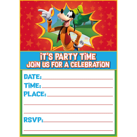 Set of 20 Goofy Birthday Invitation Cards & Envelopes