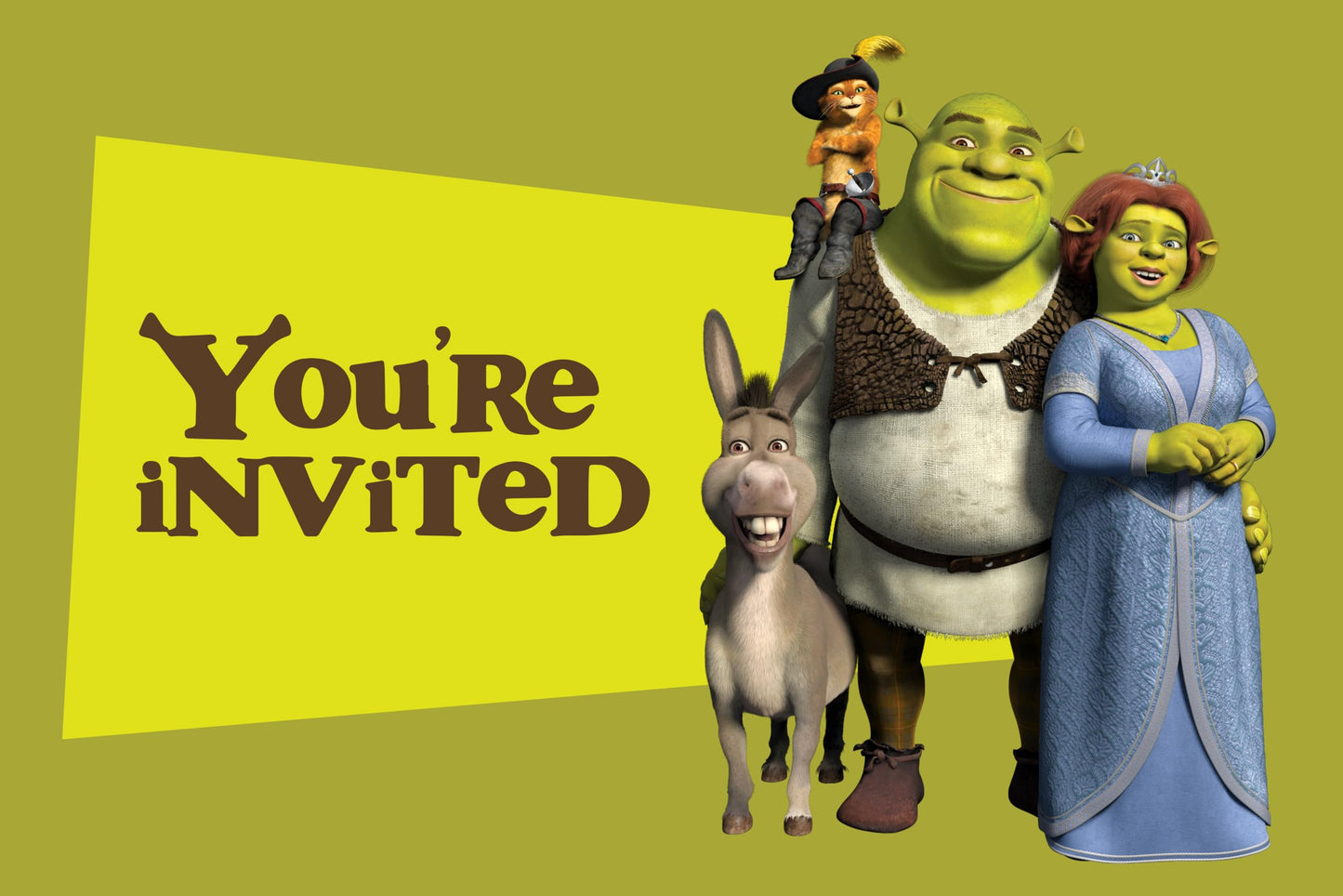 Set of 20 Shrek Birthday Invitation Cards & Envelopes