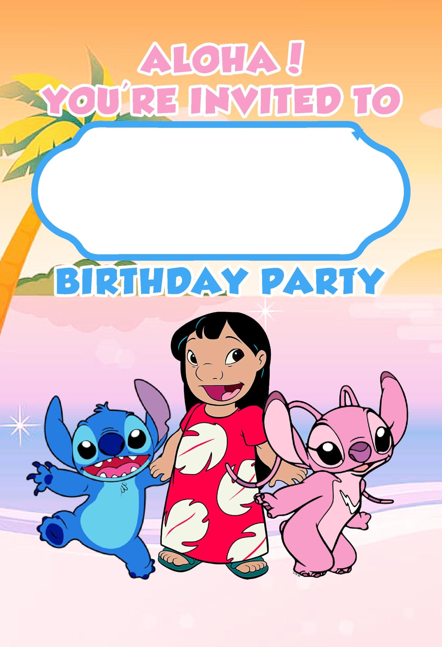 Set of 20 Lilo And Stich Birthday Invitation Cards & Envelopes