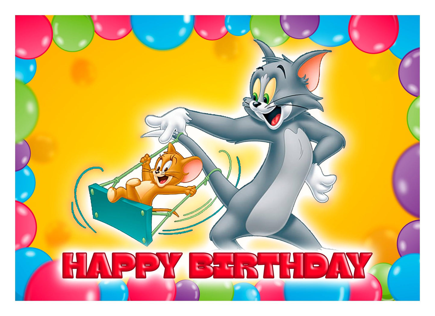 8.3 x 11.7 Inch Edible Square Cake Toppers Tom and Jerry