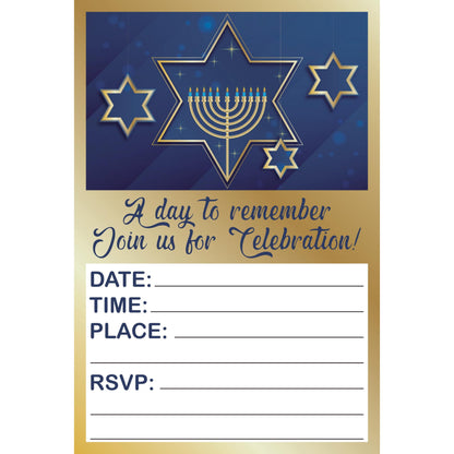 Set of 20 Bar Mitzvah Birthday Invitation Cards & Envelopes