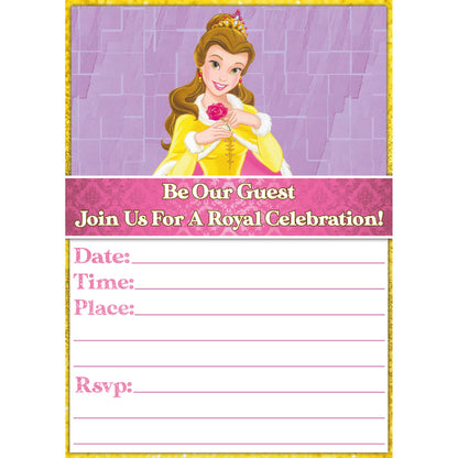 Set of 20 Princess Bell Birthday Invitation Cards & Envelopes