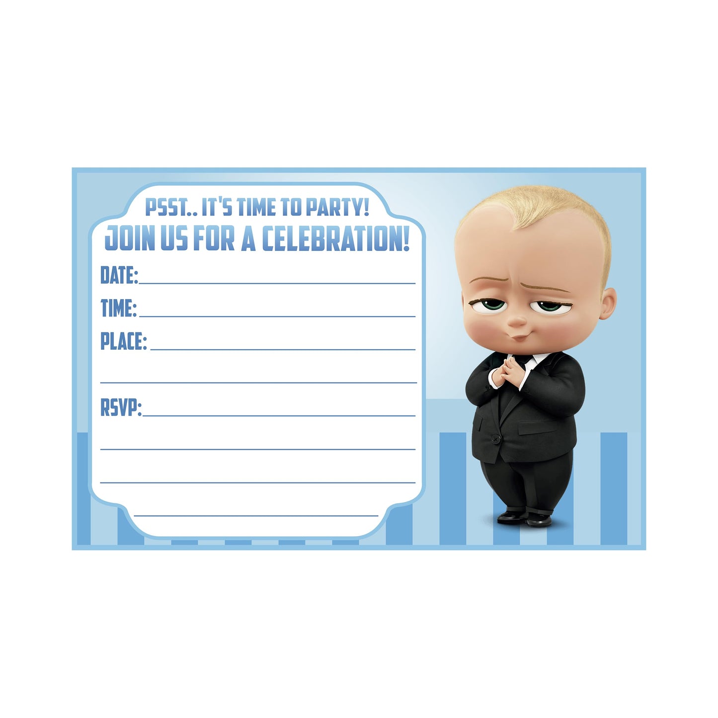 Set of 20 Baby Boss Birthday Invitation Cards & Envelopes