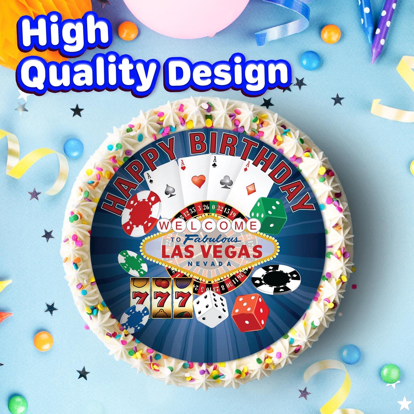 7.5 Inch Edible Cake Toppers Casino