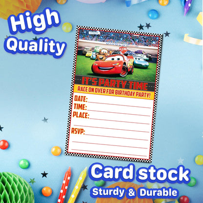 Set of 30 Cars Birthday Invitation Cards