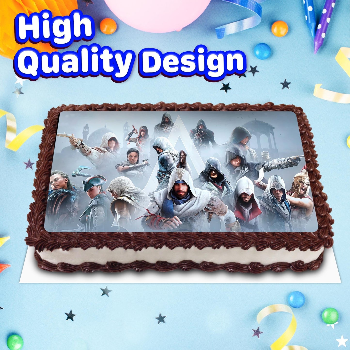 8.3 x 11.7 Inch Edible Square Cake Toppers Assassin Creed