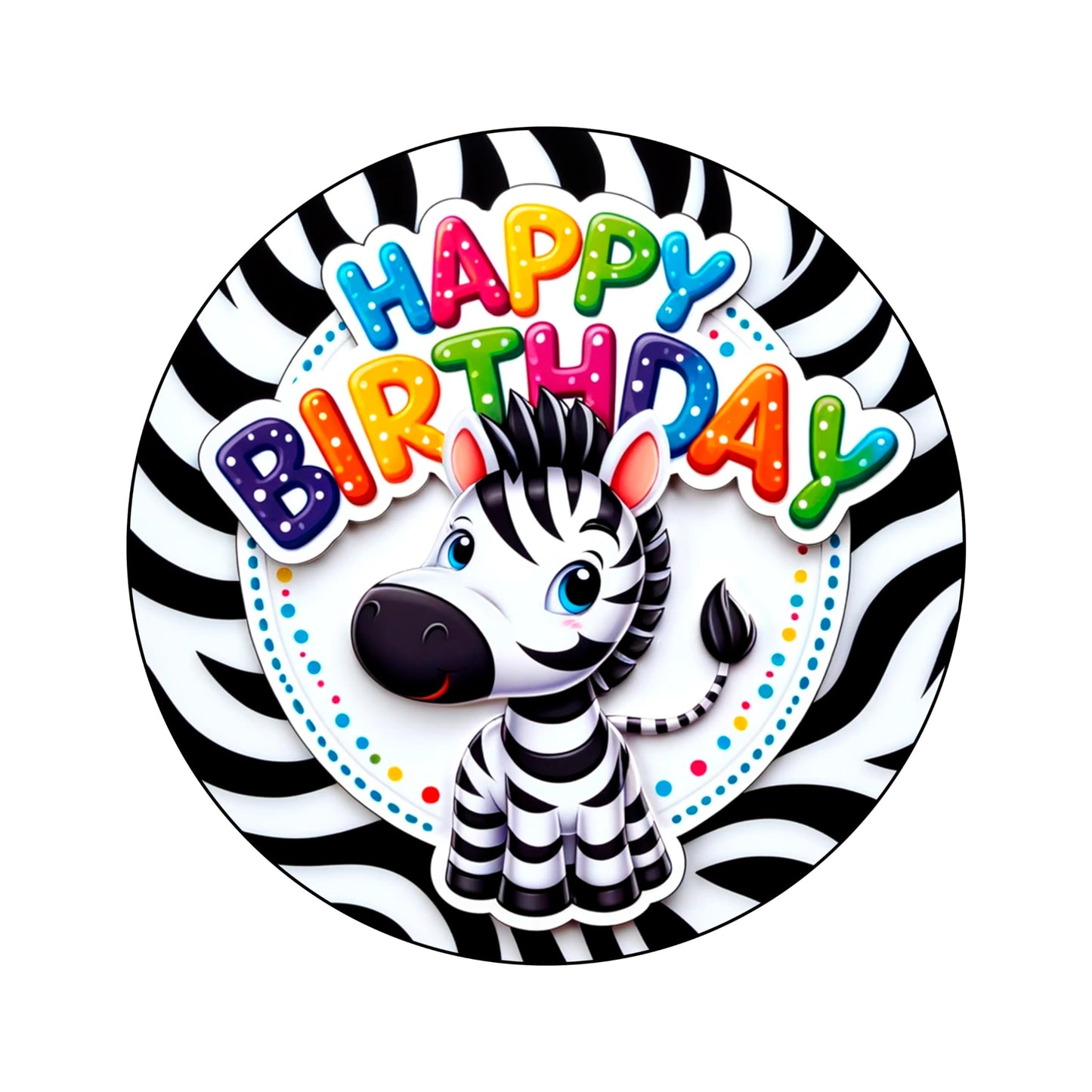 7.5 Inch Edible Cake Toppers Zebra