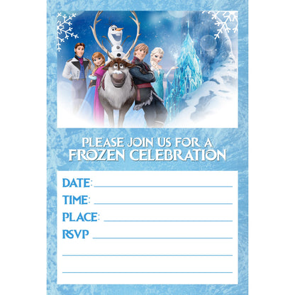 Set of 20 Frozen Birthday Invitation Cards & Envelopes