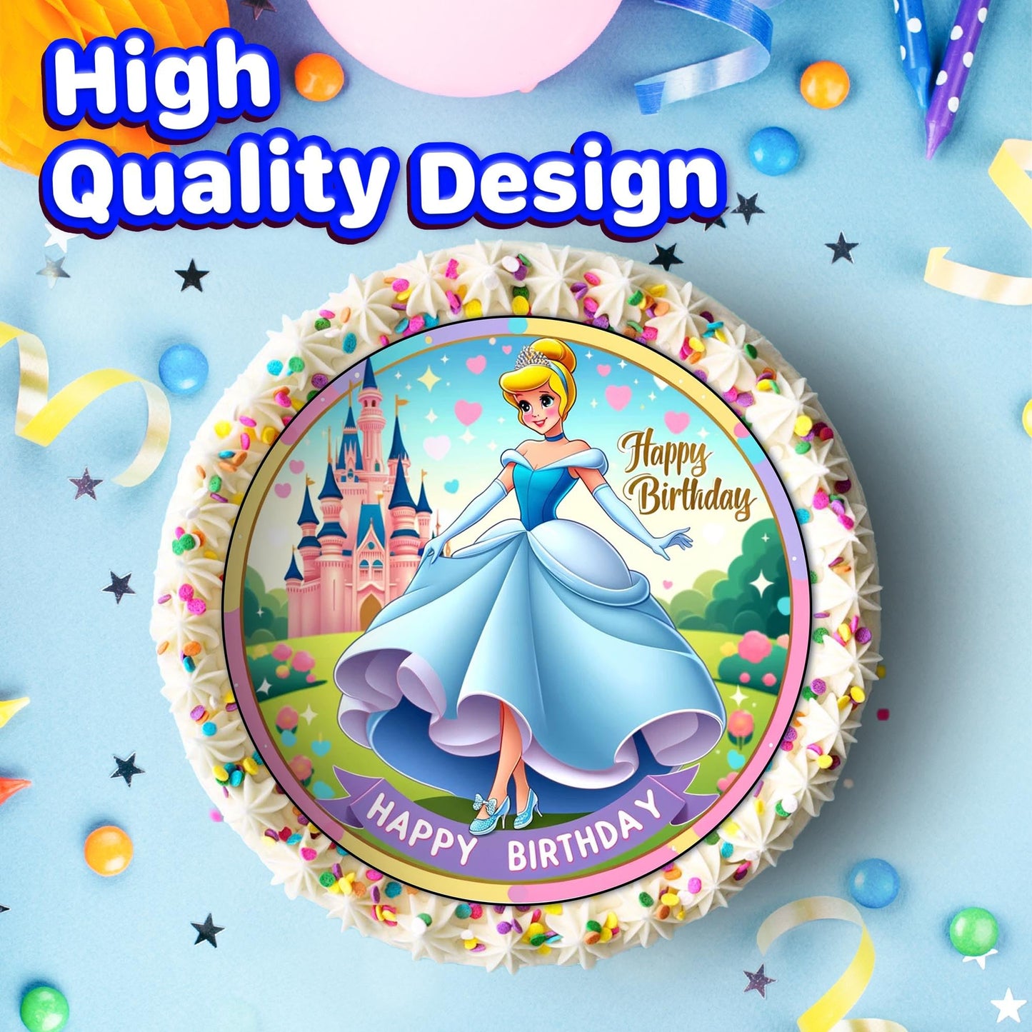 7.5 Inch Edible Cake Toppers Cinderella