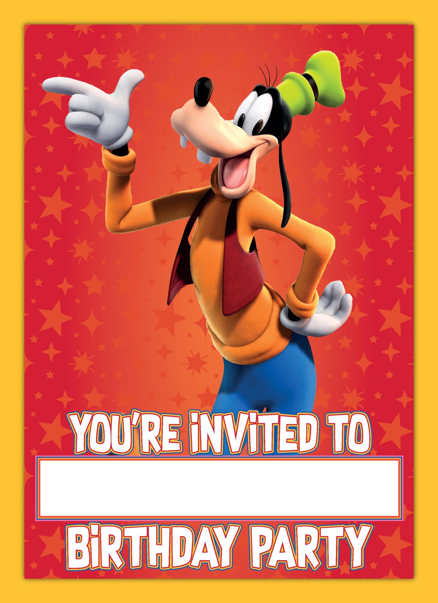 Set of 20 Goofy Birthday Invitation Cards & Envelopes