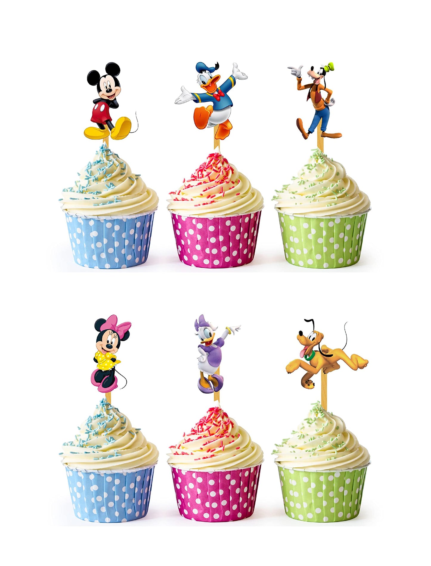 24x Classic Mouse Cupcake Toppers – Strong Picks Happy Birthday Décor, Cupcake Decorations for Kids' Birthdays