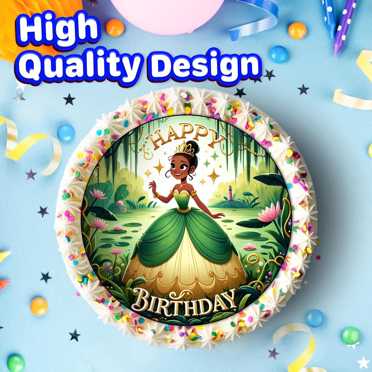 7.5x Inch Edible Cake Toppers – Royal Princess Themed Birthday Party Collection of Edible Cake Decorations