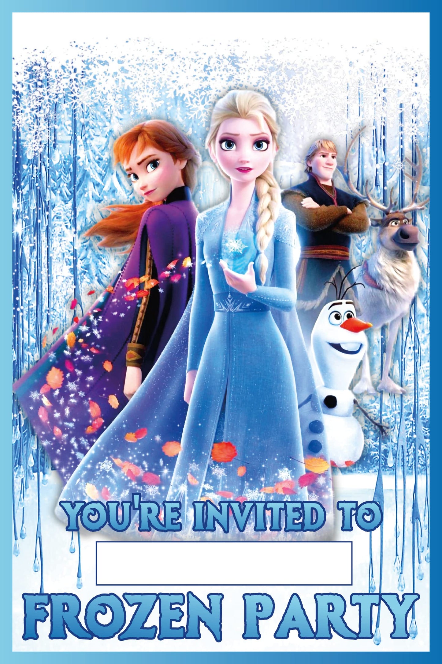 Set of 20 Frozen Birthday Invitation Cards & Envelopes