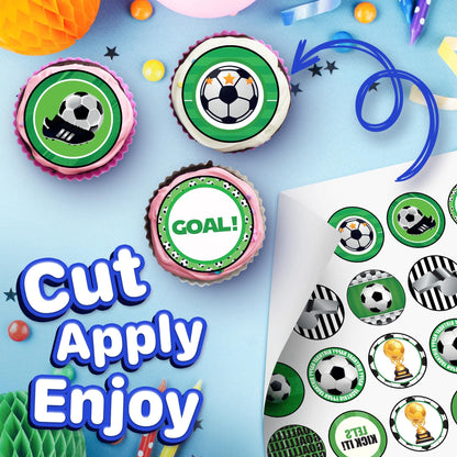 30x Wafer Paper Soccer Edible Cupcake Topper