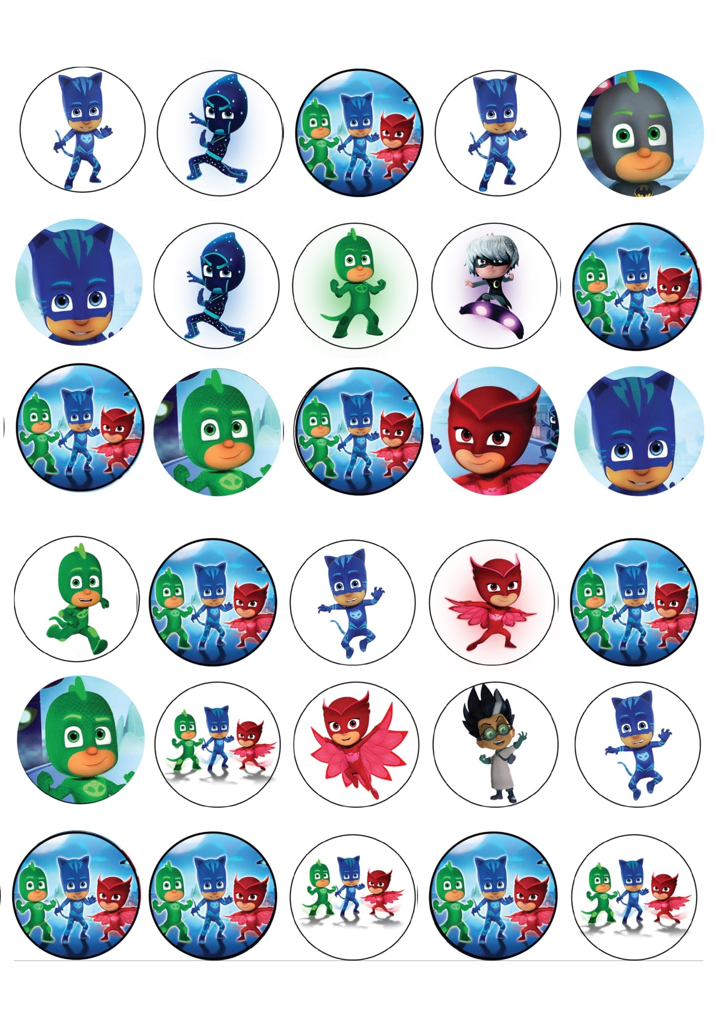 30x Wafer Paper pj masks Edible Cupcake Topper