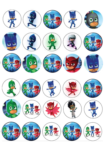 30x Wafer Paper pj masks Edible Cupcake Topper