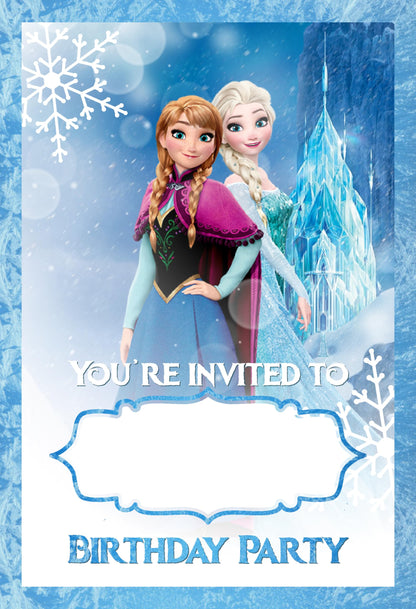 Set of 20 Frozen Birthday Invitation Cards & Envelopes